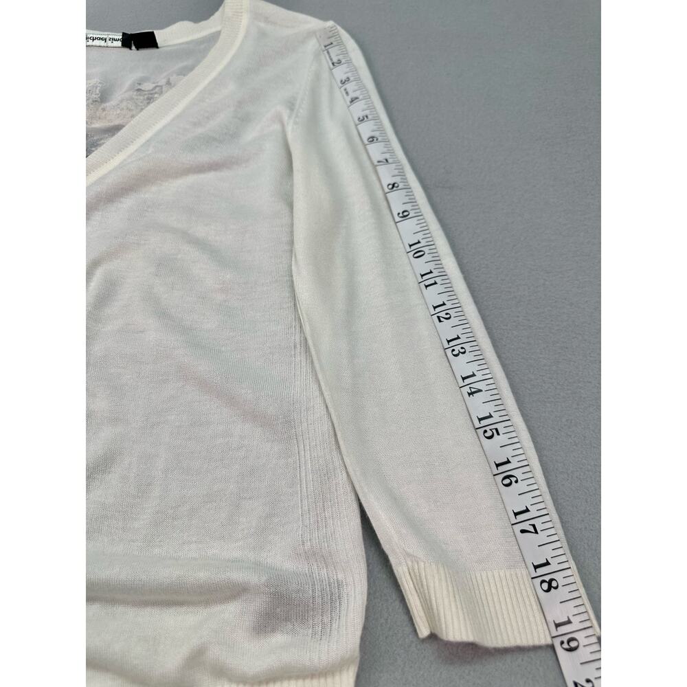 Vintage Michael Simon Sheer White Sequin Novelty Cardigan Fashion Motif Size M - Picture 8 of 11